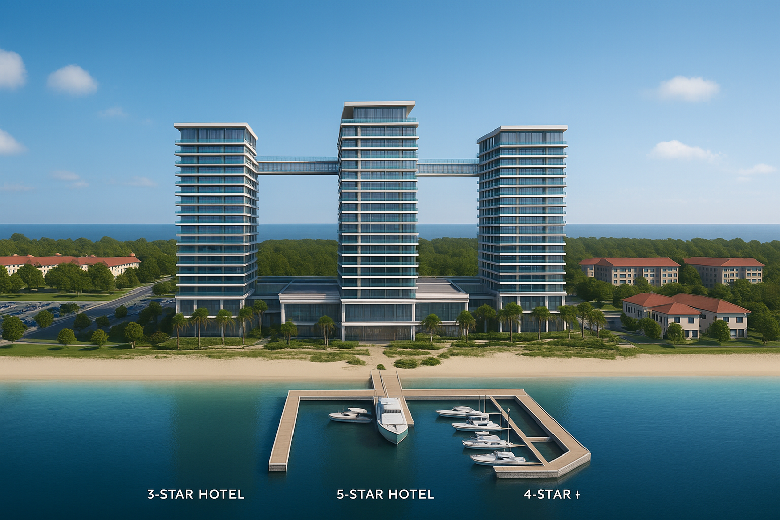 Sky-bridge architecture overlooking the ocean