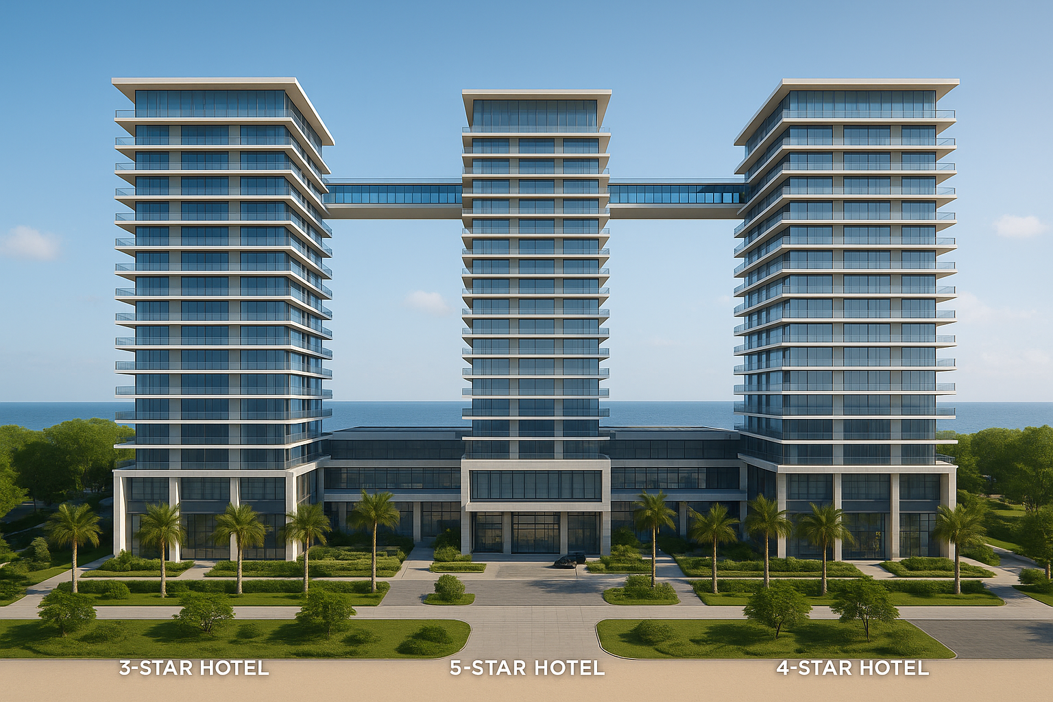 Astrava beachfront towers with marina